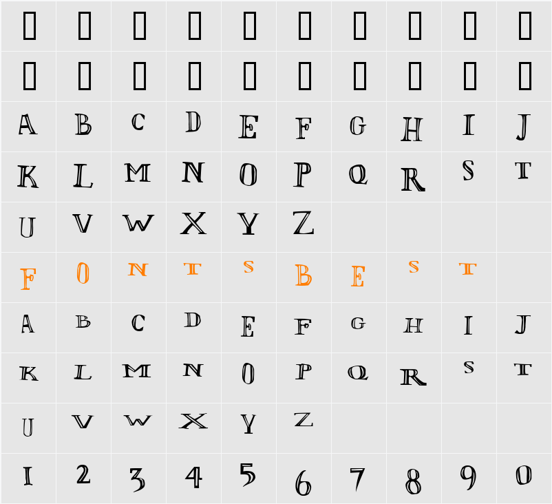 LOlivier Irregular Character Map