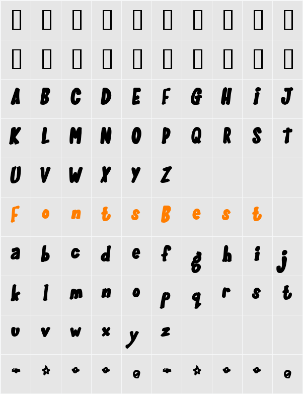 GlooGun Character Map