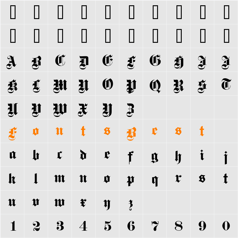 Steelplate Textura Character Map