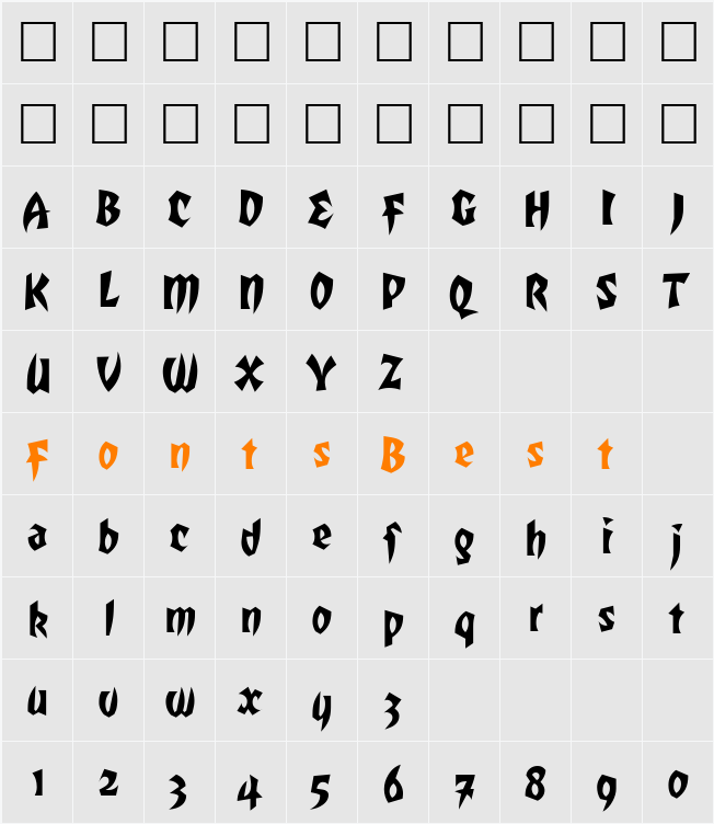 TotallyGothic Character Map