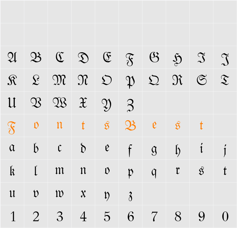 Fraktur Character Map