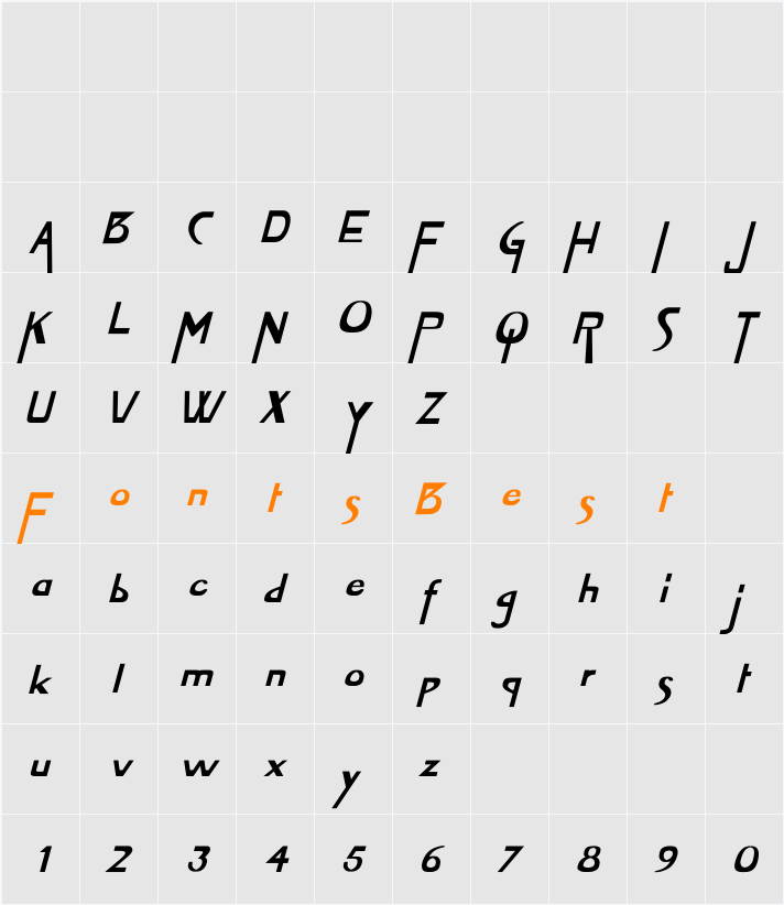 VireoFont Bold Italic Character Map