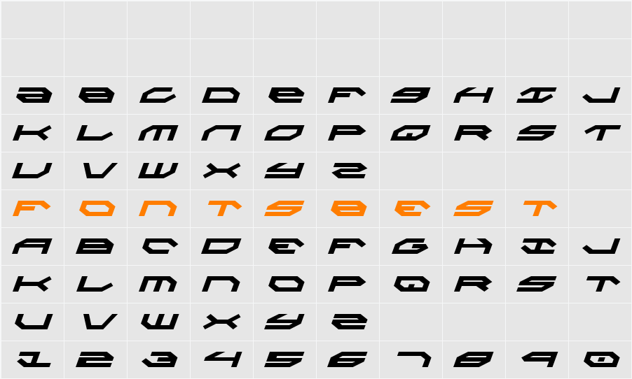 Taskforce Italic Character Map