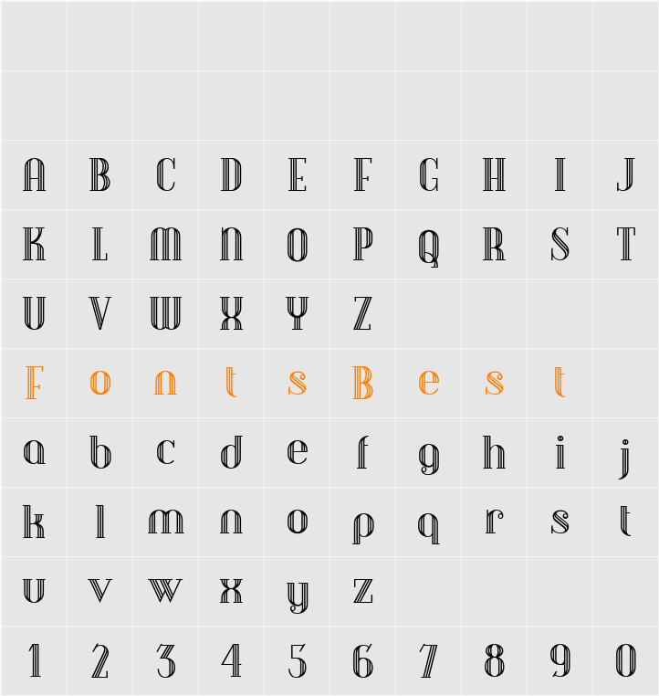 Debonair Inline NF Character Map