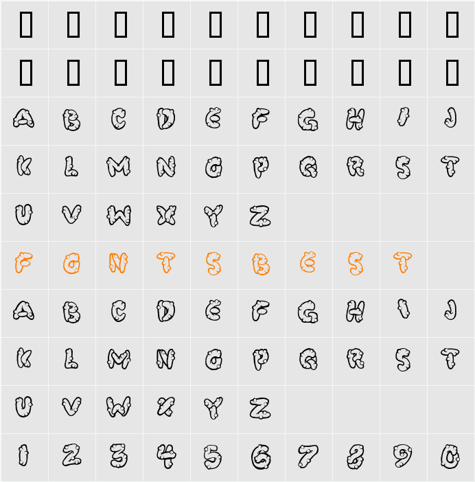 PooCorny Character Map