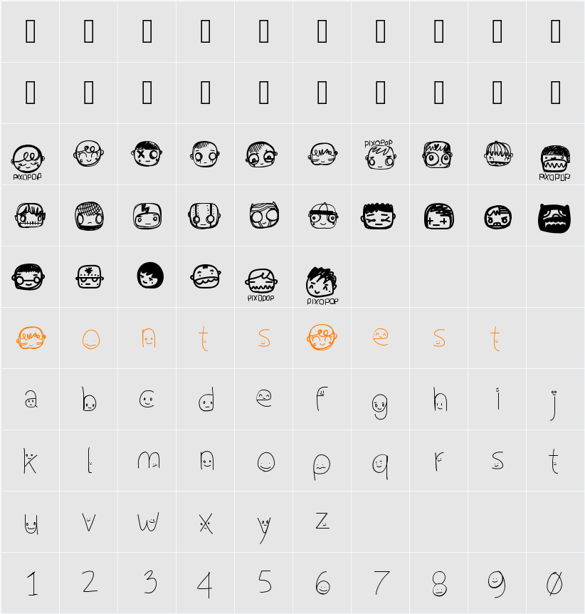 PixopopConfusion Character Map
