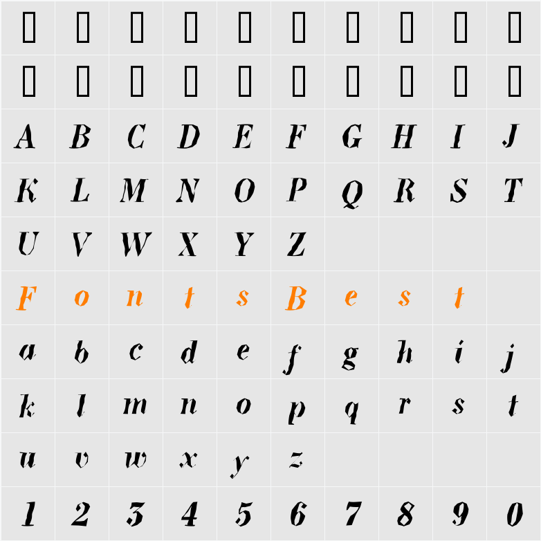 a_BodoniNovaBrk Character Map