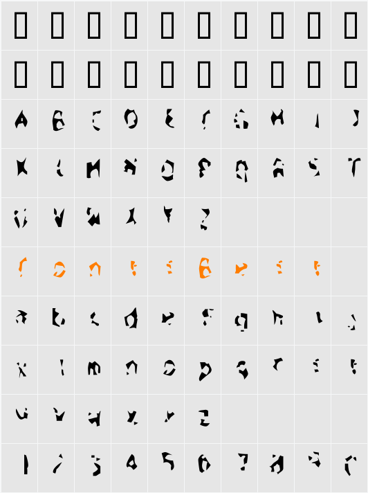 Font Five Character Map