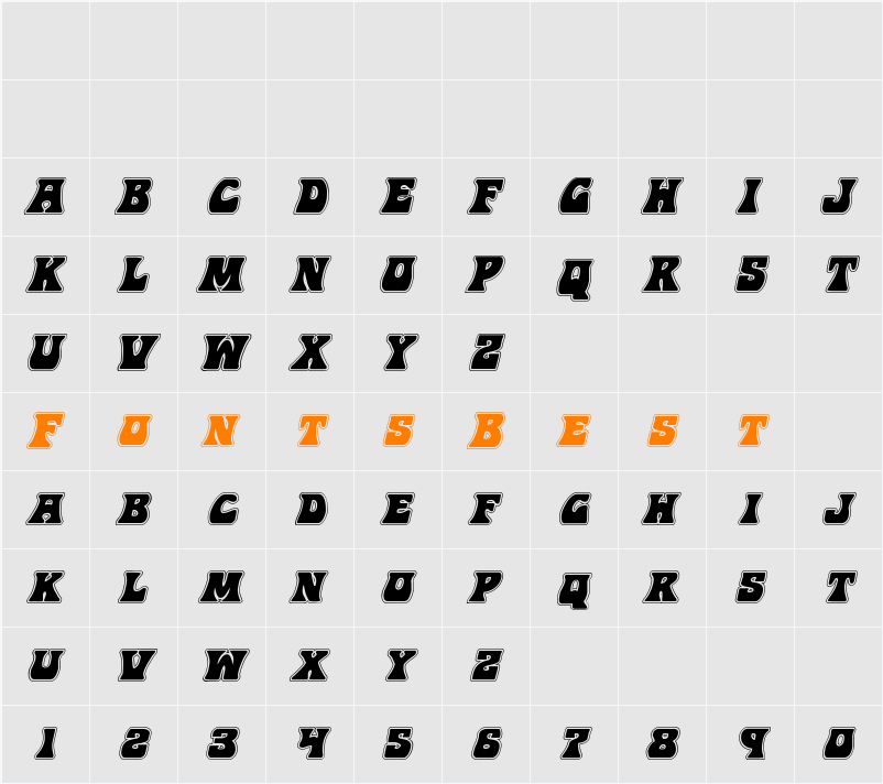 Hip Pocket Academy Italic Character Map