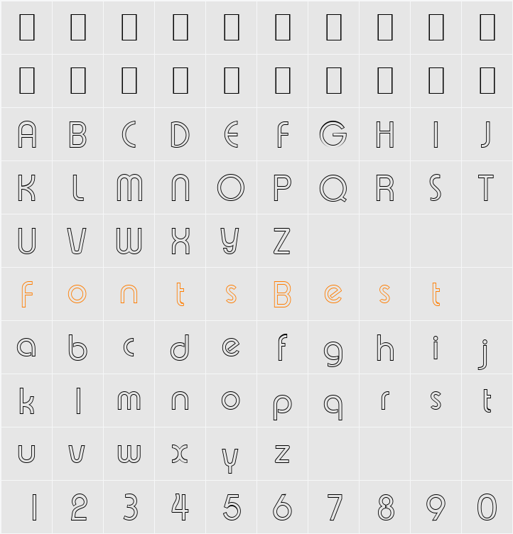 BrianBeckerOutline-Light Character Map