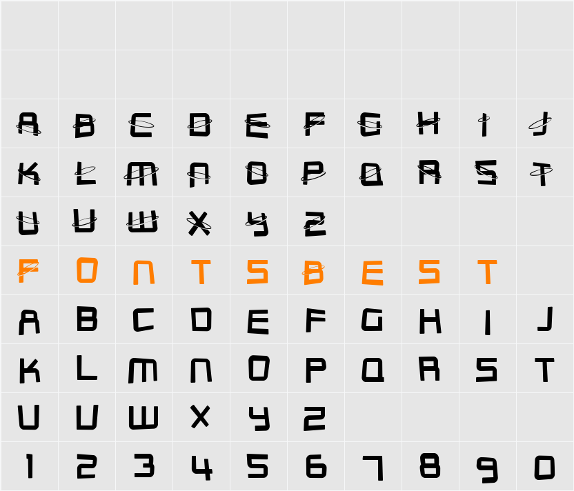 SF Outer Limits DistUpright Character Map
