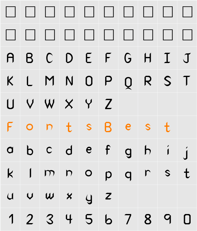 QTCanaithtype Character Map