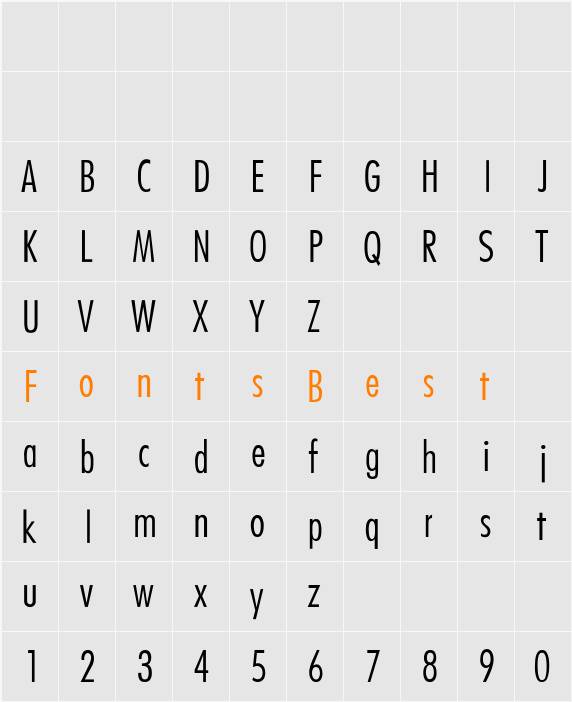Futura-CondensedLight-Thin Character Map