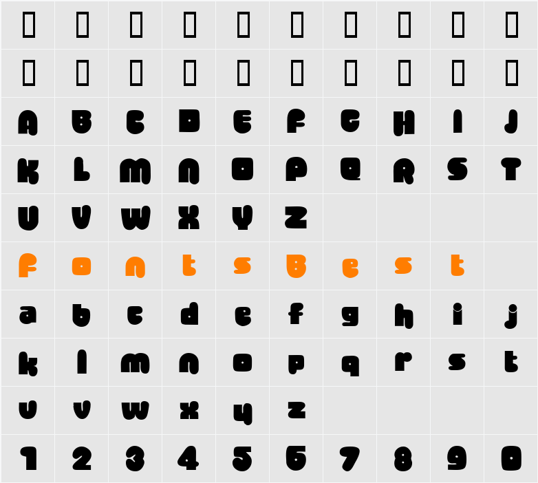 Jellybean Character Map