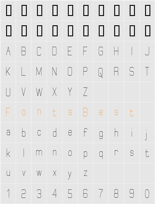 Elgethy Condensed Character Map