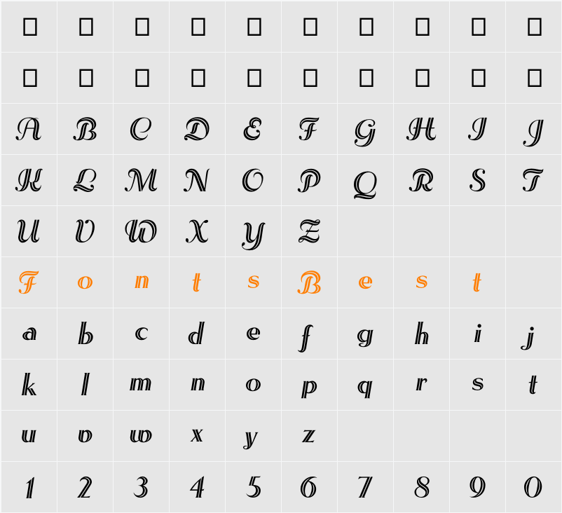 LesEtoiles Character Map