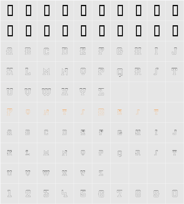 KnomenOutline Character Map