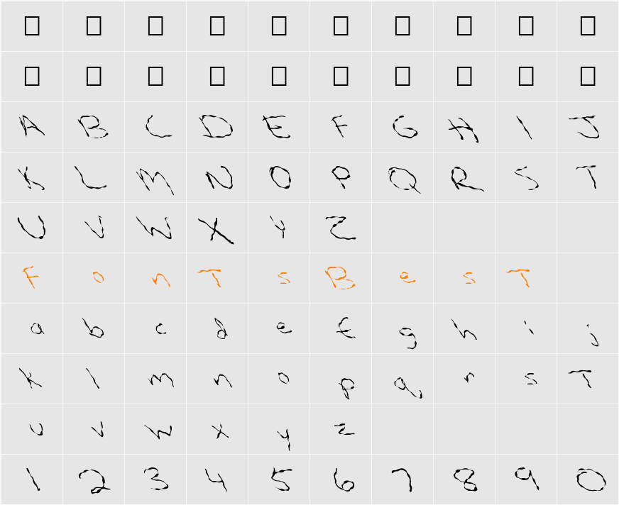 FZ HAND 12 WAVEY LEFTY Character Map