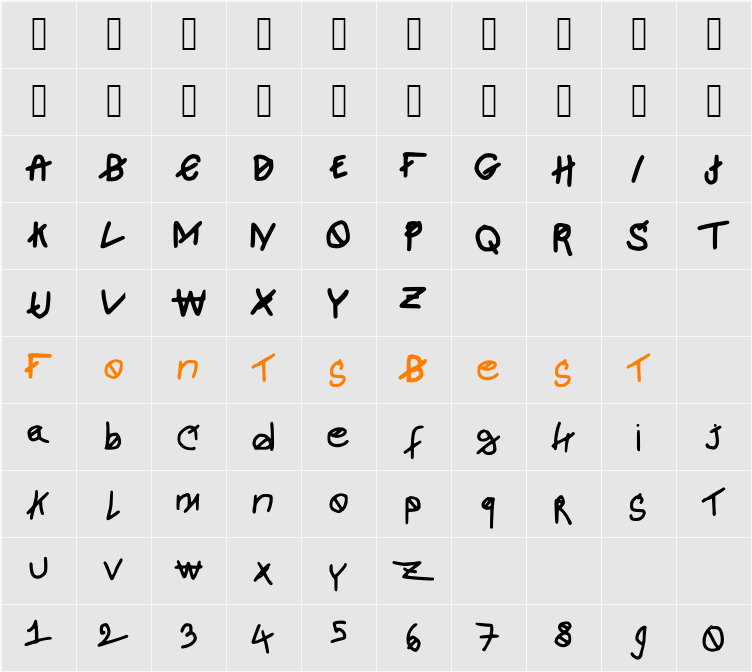 newjoshfont Character Map
