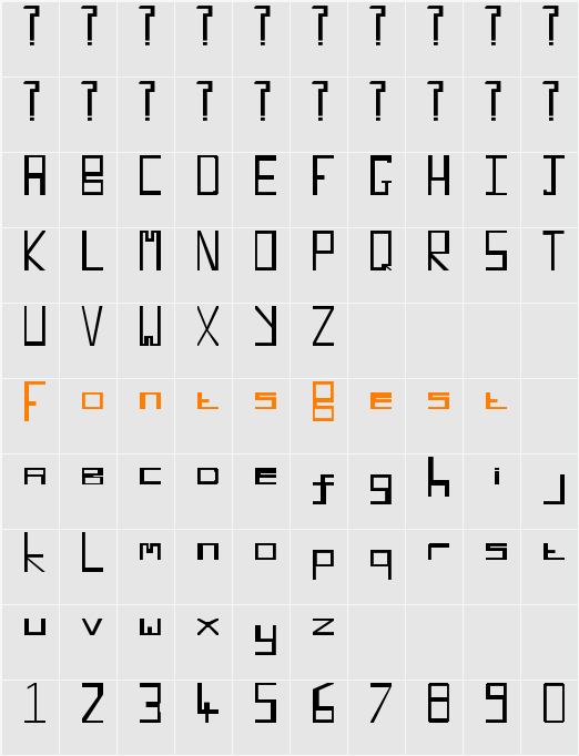 Retro Blocky Character Map