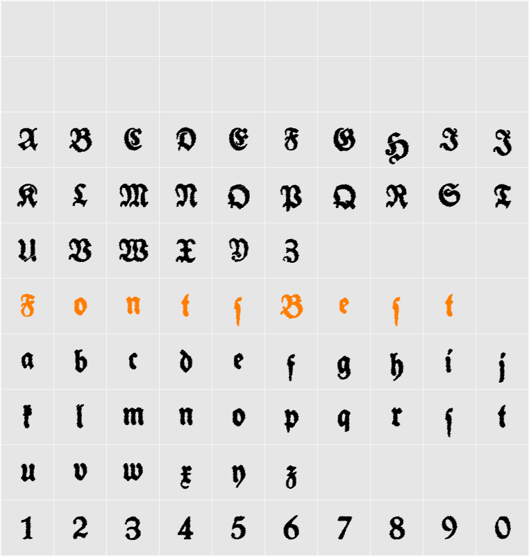Schneidler Halb Fette Trash Character Map