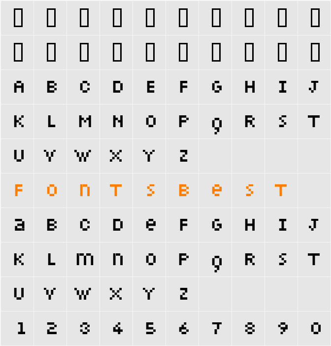 Petiote Character Map