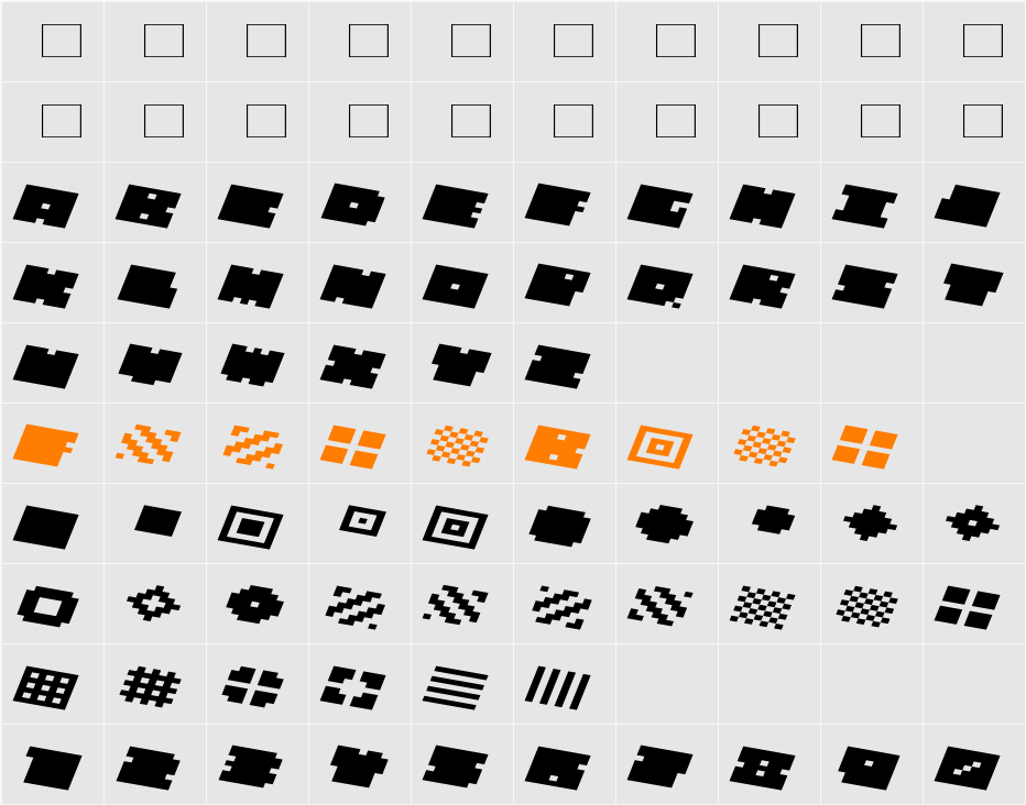 QUBE WIDE Character Map