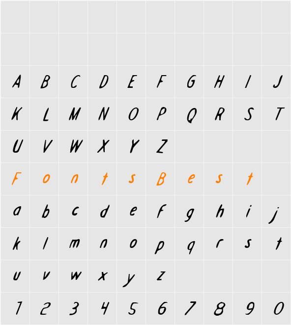 Drafting Table Italic Character Map