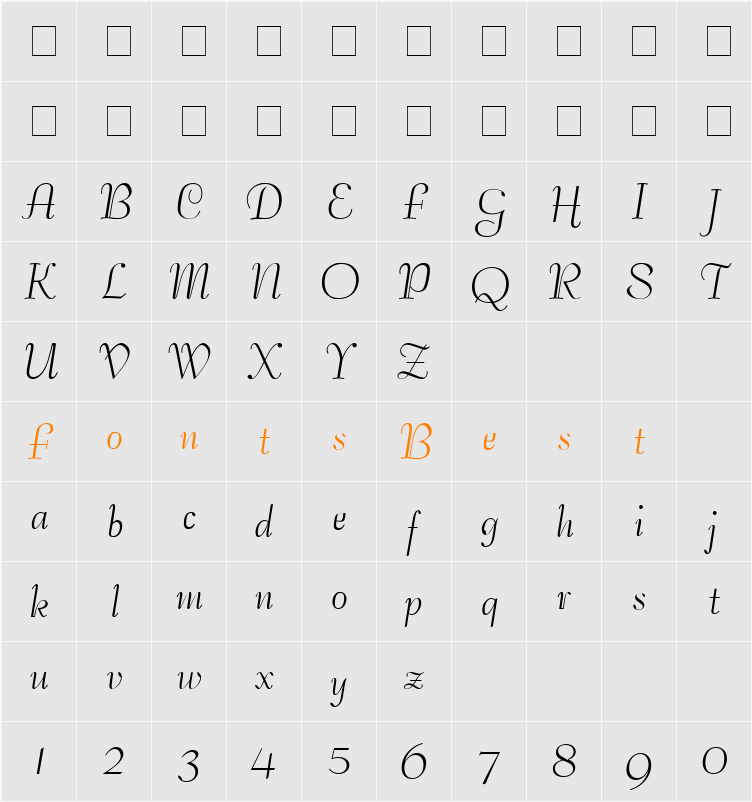 Petticoat Script SSi Character Map