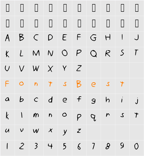 Gimp_Mousewriting Character Map