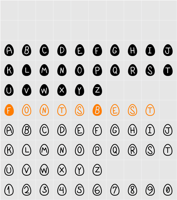 EasterFont St Character Map