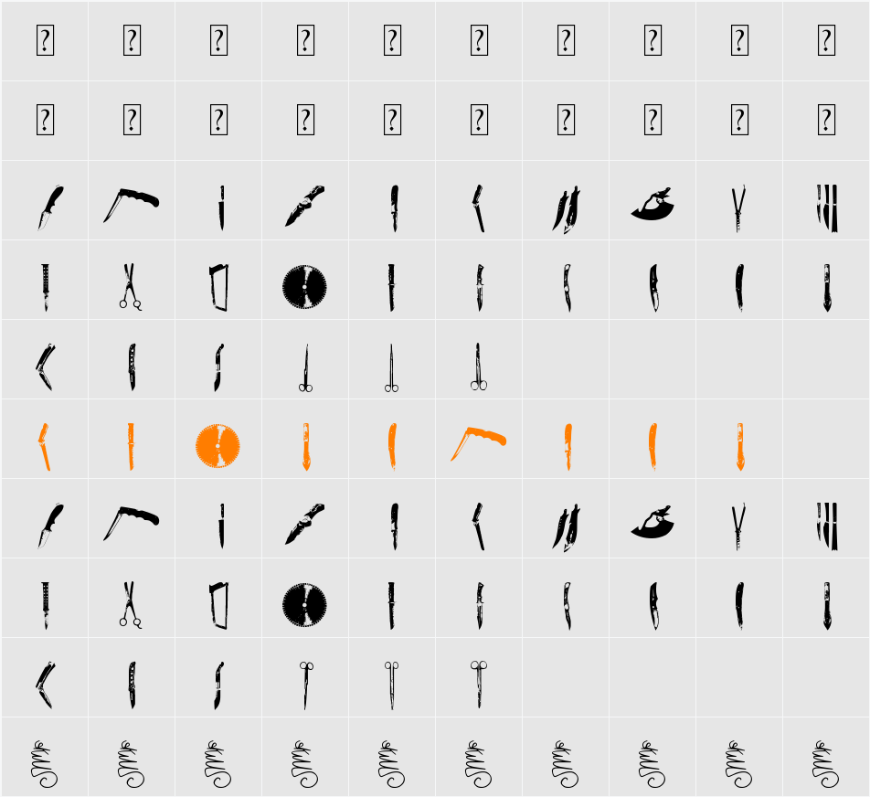 Knives Character Map