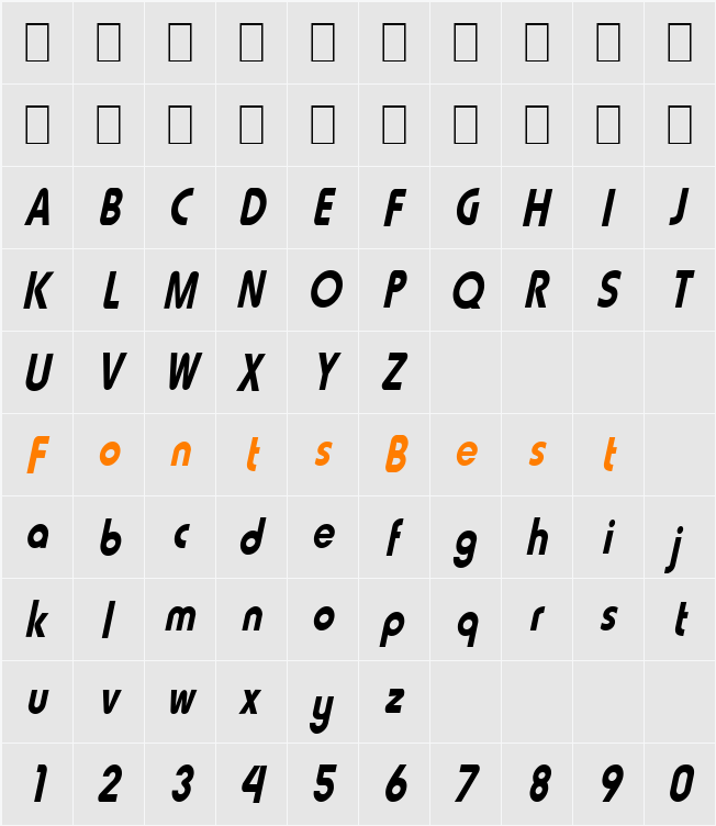 Lauren-Condensed Normal Character Map