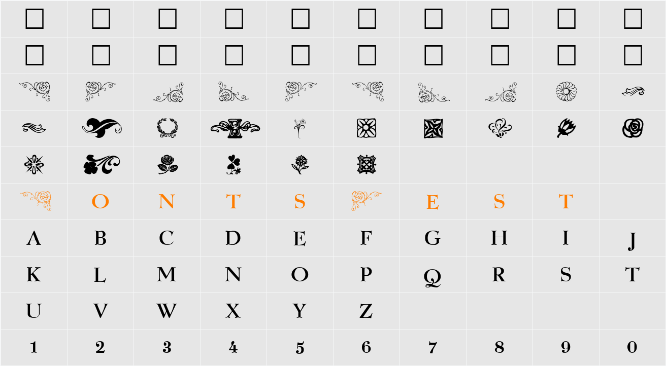 Spring Flower Dingbats Character Map