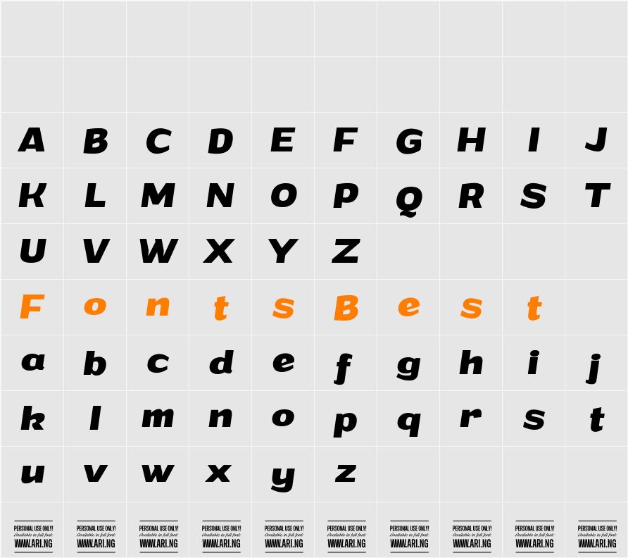 Grandi PERSONAL USE Character Map