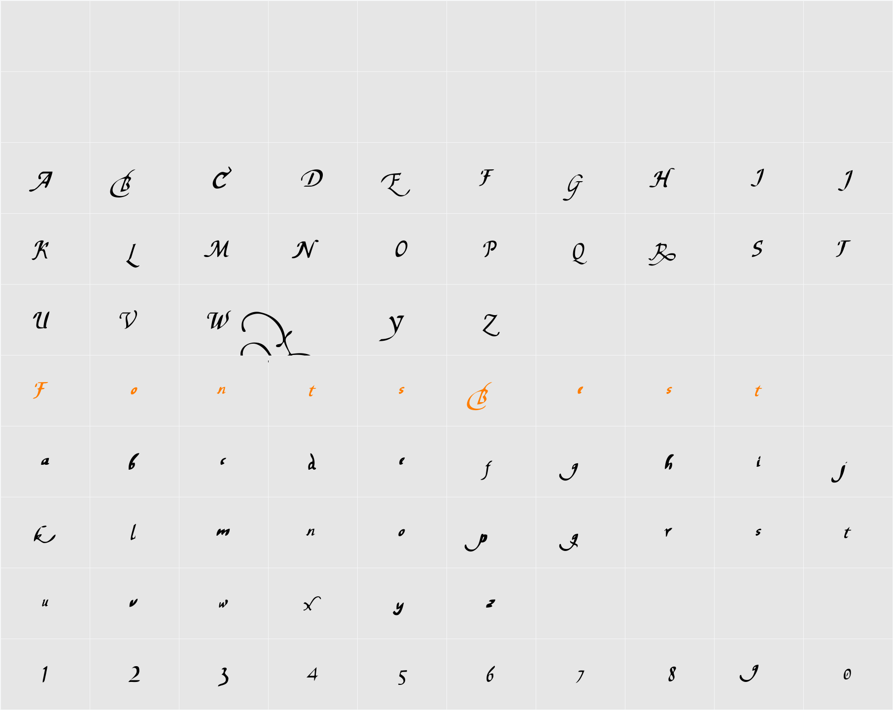 chancelaresca Character Map