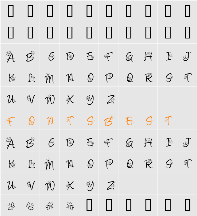 KR Butterfly Character Map