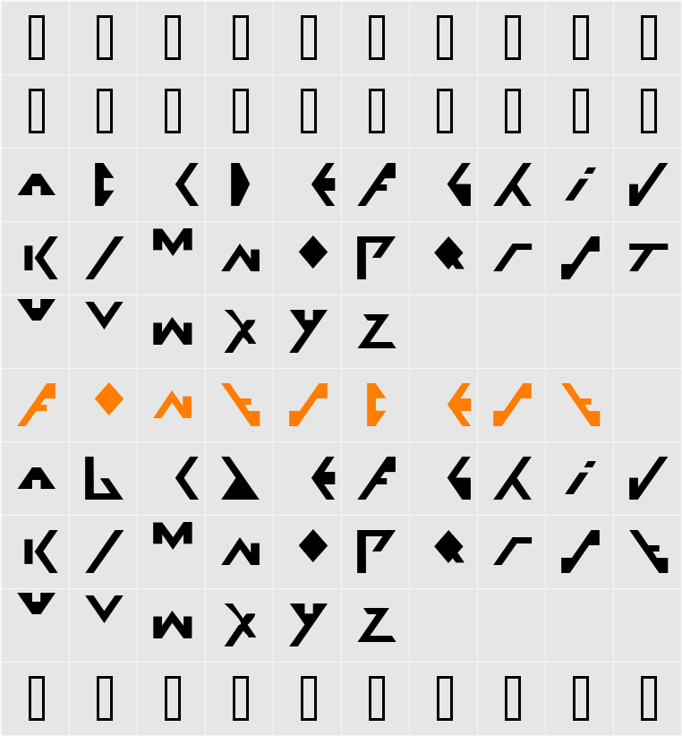 X Fuse Character Map
