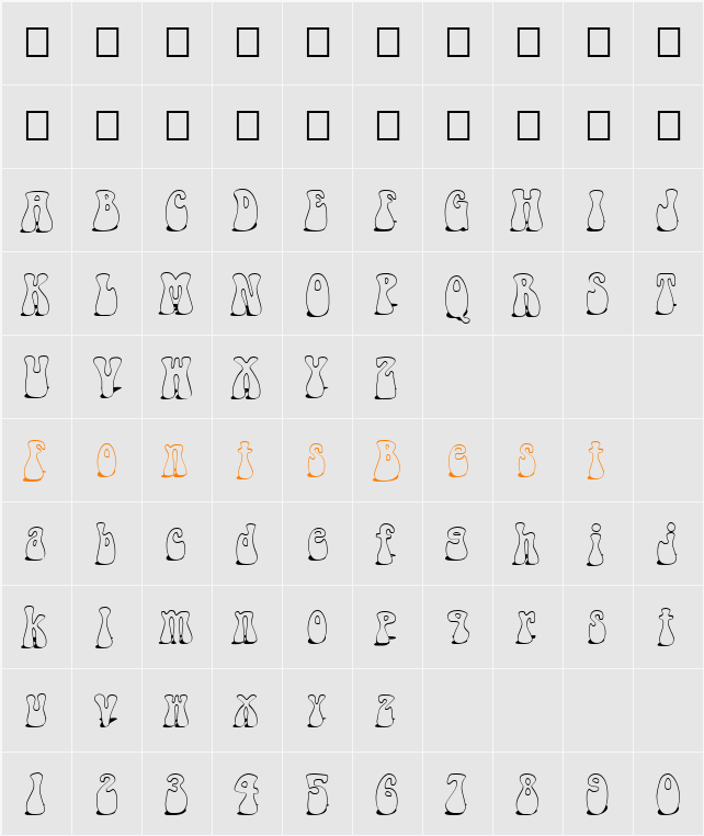 FZ JAZZY 14 SHADOW Character Map