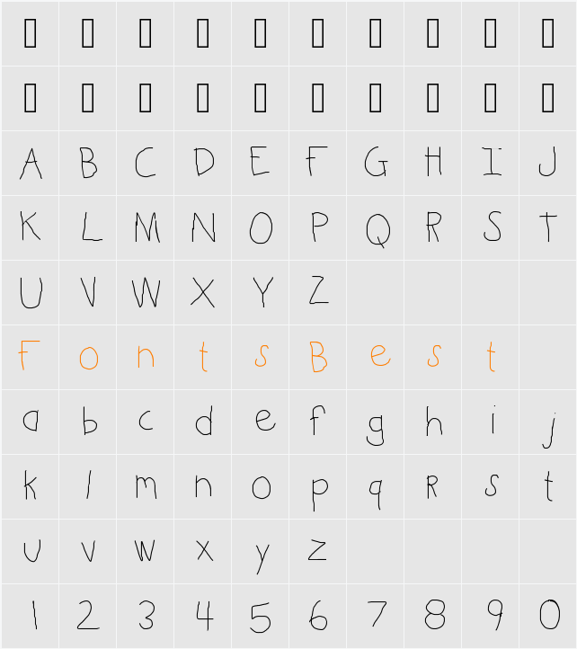 KBKinderWrite Character Map