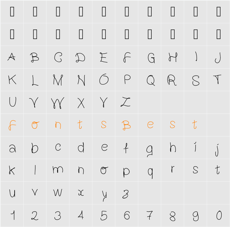 GaelleingFont Character Map