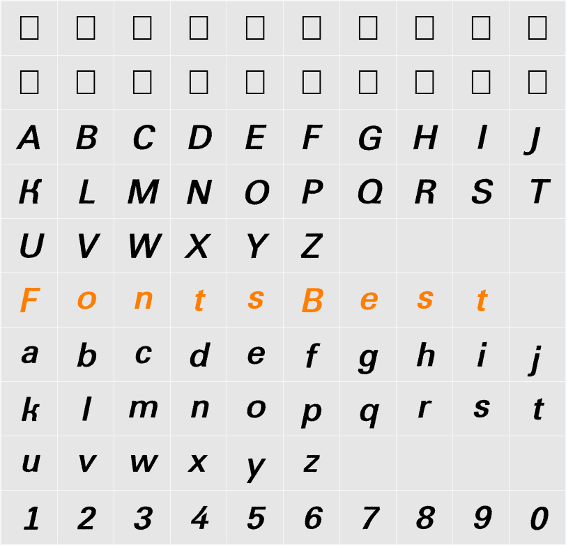 a_GroticRoughObl Character Map