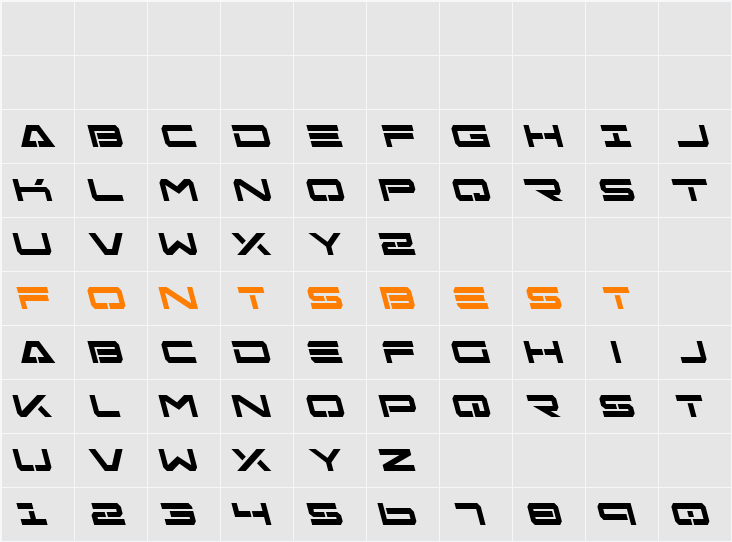 Free Agent Bold Leftalic Character Map