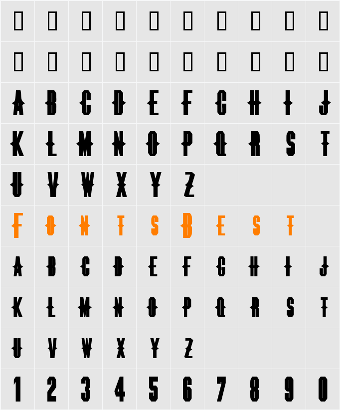 ThornsExtended Character Map