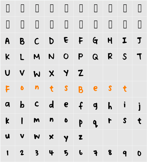 faithhandwriting Character Map