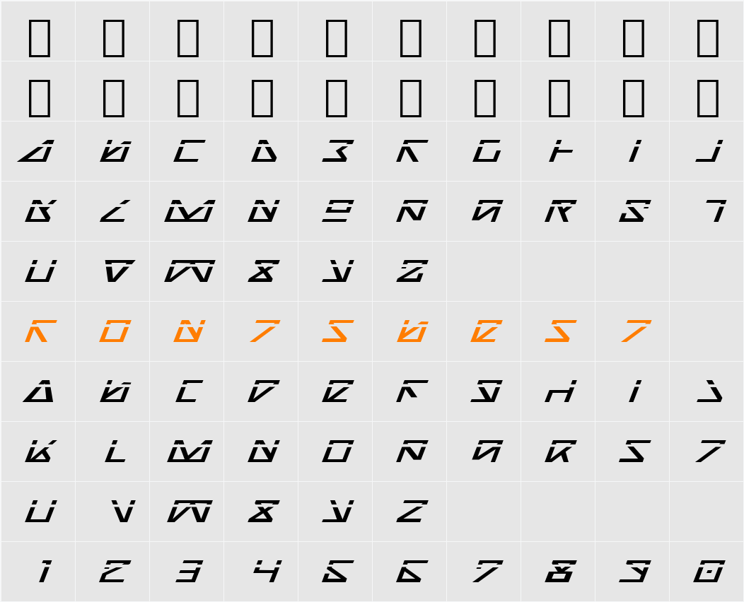 Nick Turbo Expanded ItLas Character Map