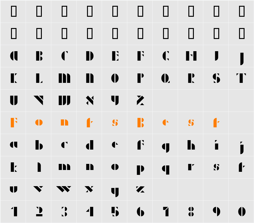 P22 Albers Character Map