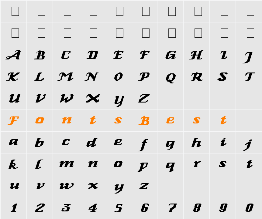 GenoaItalic-Wd Character Map