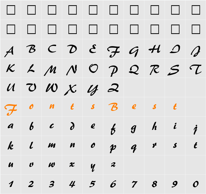 Brush Flash Character Map