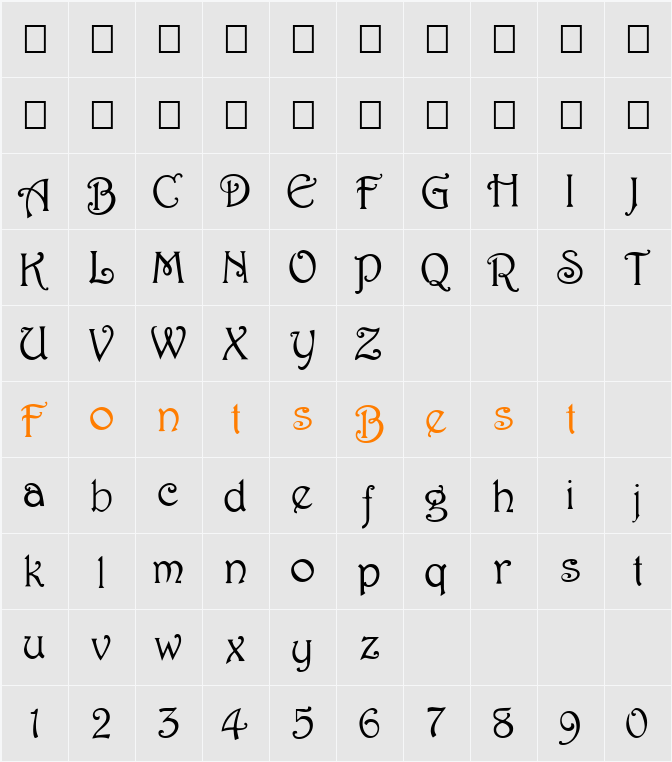 FZ JAZZY 2 Character Map